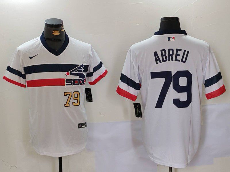 Men Chicago White Sox #79 Abreu White Throwback Game 2024 Nike MLB Jersey style 9021->chicago white sox->MLB Jersey
